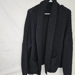 Moon Collection Black Knit Open Cardigan